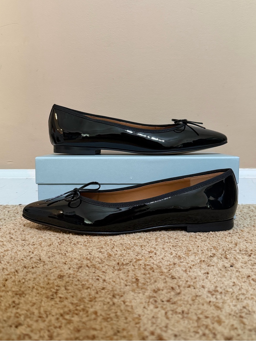 Margaux Black Patent Ballet Flats with Bow
